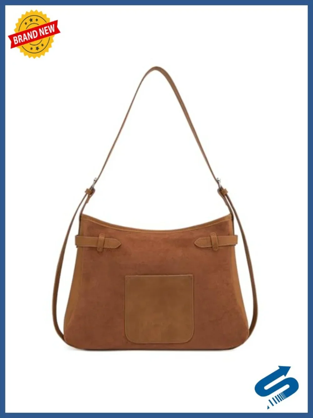 Women's Soft Faux Suede Slouchy Hobo Shoulder Bag with Adjustable Strap
